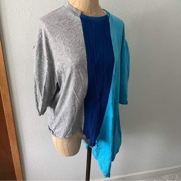 Unravel Project Tops - UNRAVEL PROJECT sz M ASYMMETRICAL Top Blue Gray Shirt Short Sleeve 3 Col…